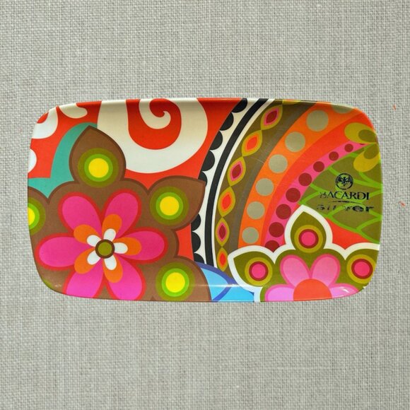 French Bull Other - ☆ Jackie Shapiro French Bull Floral Serving Platter Bacardi Silver Bohemian Tray